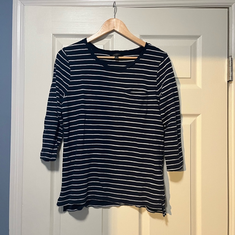 Banana republic striped shirt 3/4 sleeves with pocket blue & white